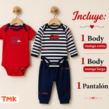 Conjunto 3 Piezas 100% Algodón Tedmimak Niño Small Tren