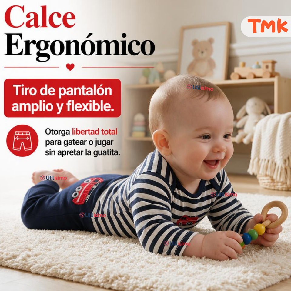 Conjunto 3 Piezas 100% Algodón Tedmimak Niño Small Tren