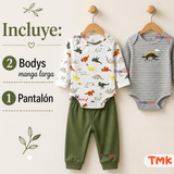 Conjunto 3 Piezas 100% Algodón Tedmimak Niño Baby Dino