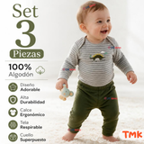Conjunto 3 Piezas 100% Algodón Tedmimak Niño Baby Dino