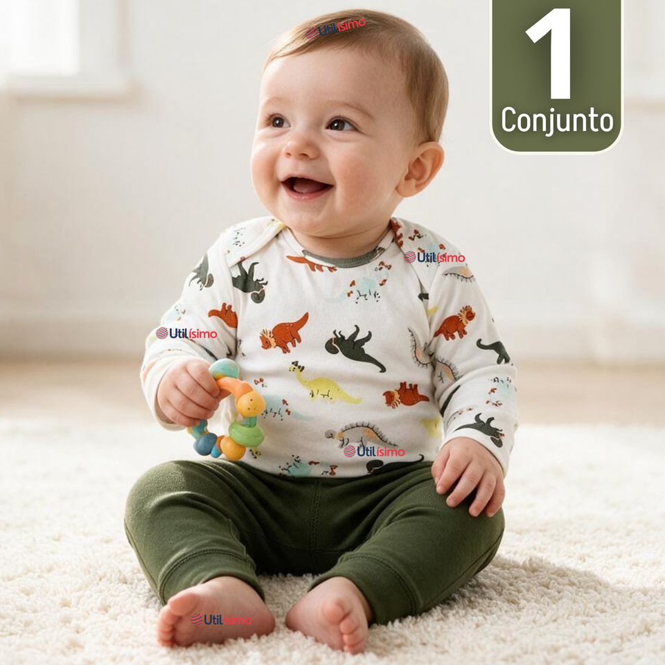 Conjunto 3 Piezas 100% Algodón Tedmimak Niño Baby Dino
