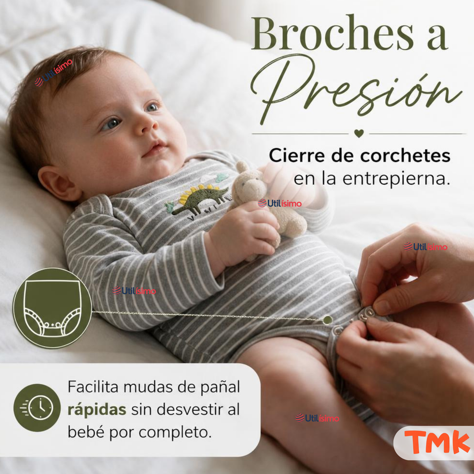 Conjunto 3 Piezas 100% Algodón Tedmimak Niño Baby Dino