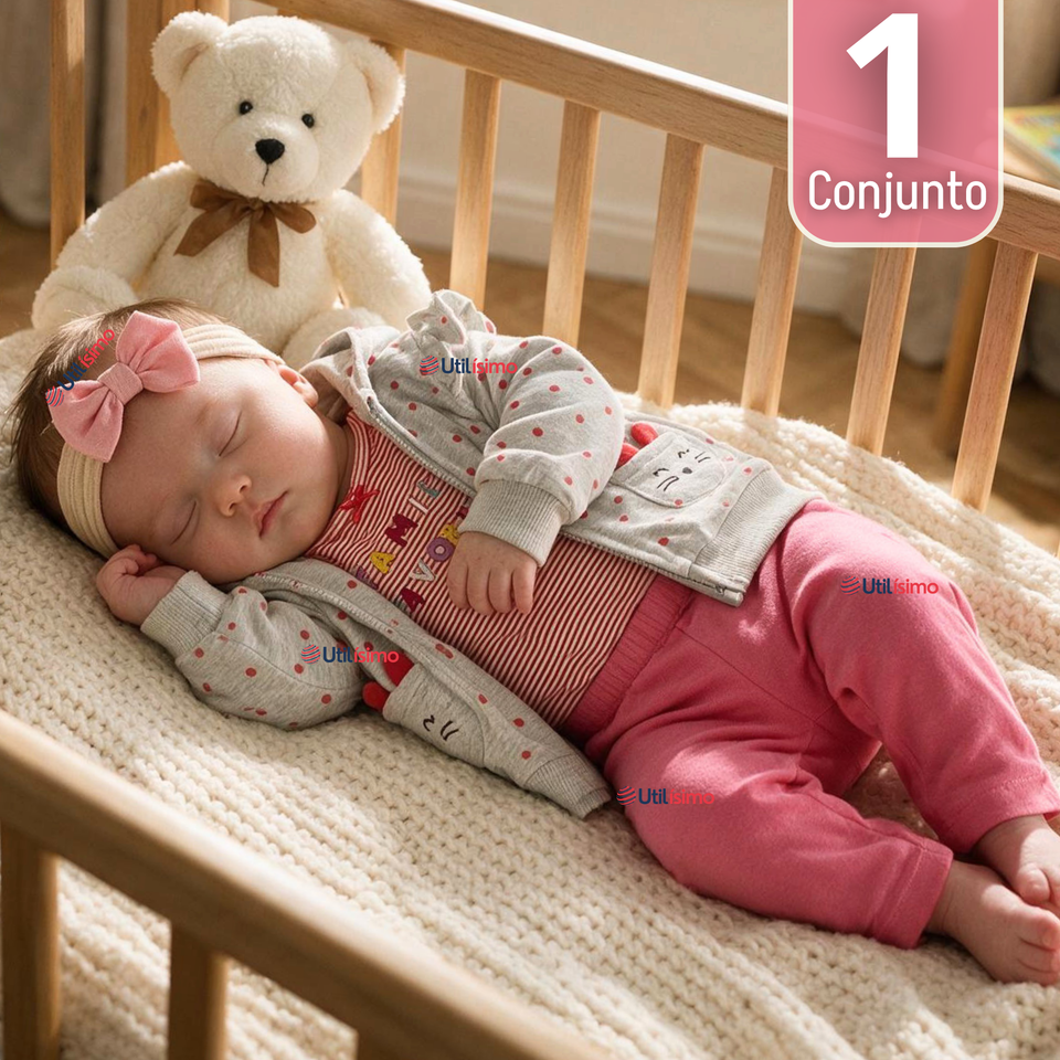Conjunto 3 Piezas 100% Algodón Tedmimak Niña Family Favorite