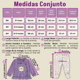 Conjunto 2 Piezas Buzo Pantalón Y Polerón Con Capucha Tela Plush Lila Bebé Niña