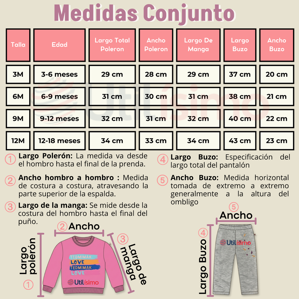 Conjunto 2 Piezas Buzo Pantalón Y Polerón De Algodón Lila Bebé Niña