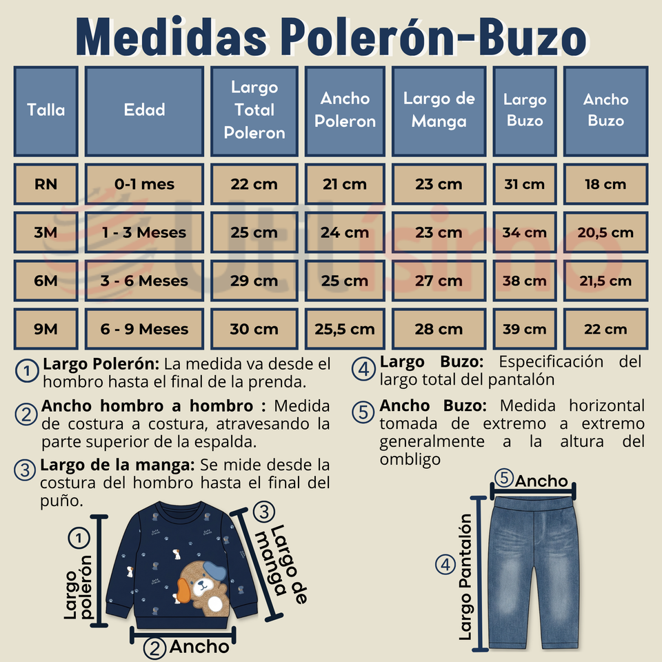Conjunto 2 Piezas Buzo Pantalón Y Polerón Azul Bebé Niño