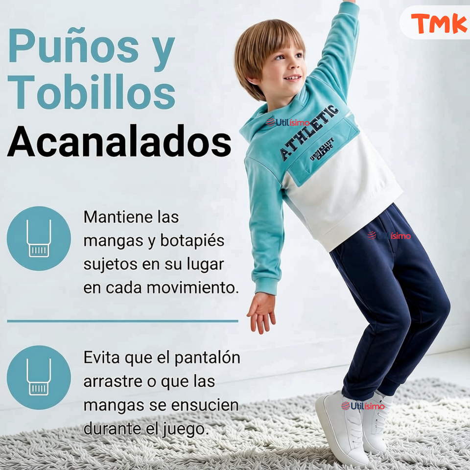 Conjunto Buzo Polerón 2 Piezas 100% Algodón Tedmimak Niño Athletic