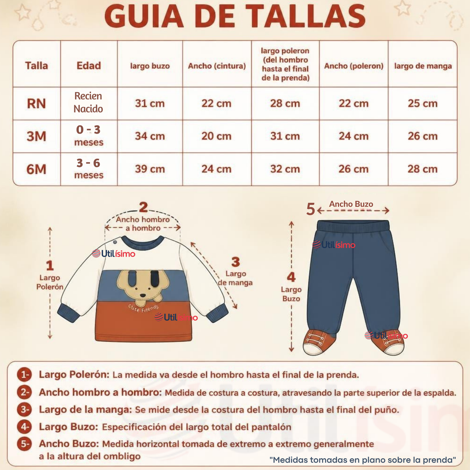 Conjunto 2 Piezas 100% Algodón Tedmimak Niño Cute Baby