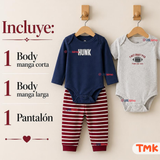 Conjunto 3 Piezas 100% Algodón Tedmimak Niño Stripes Baby