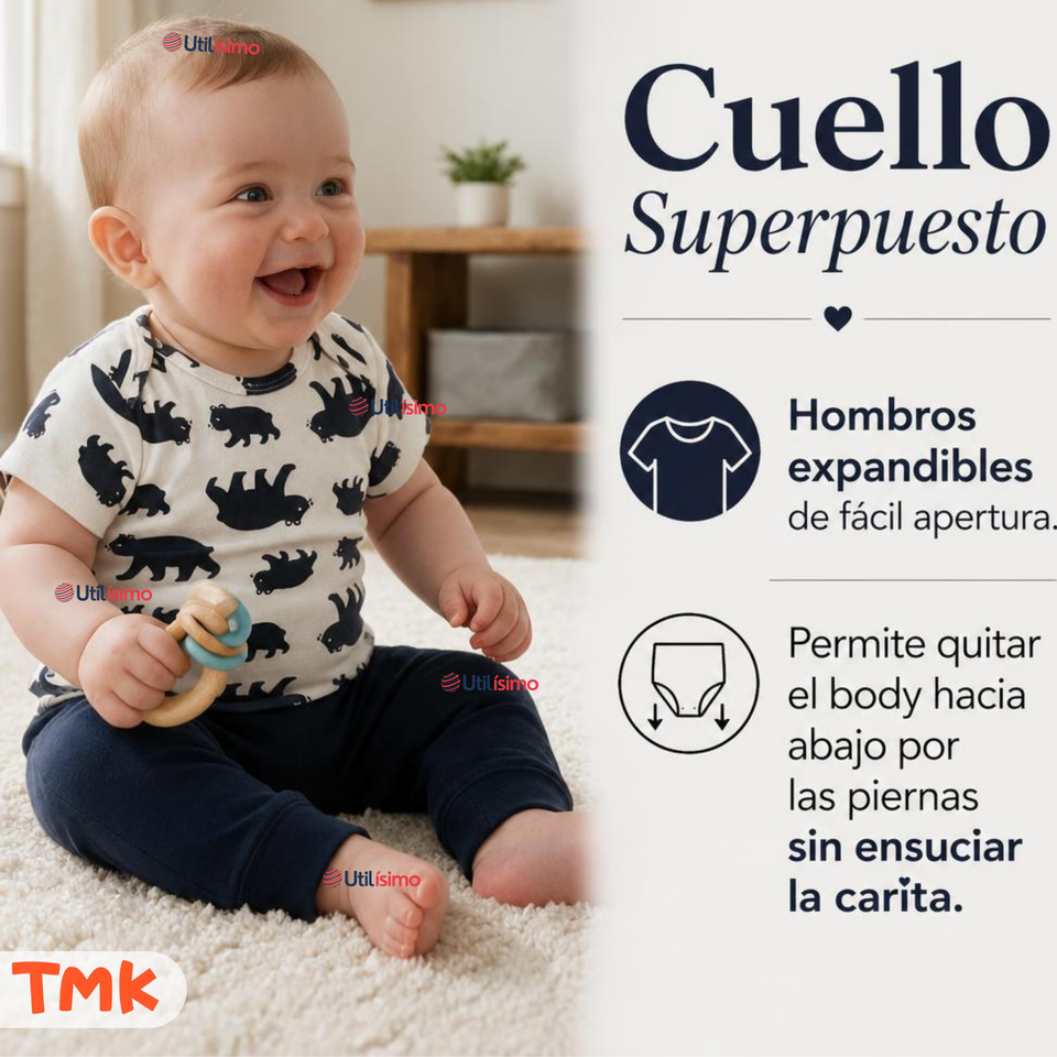 Conjunto 3 Piezas 100% Algodón Tedmimak Niño Baby Bear