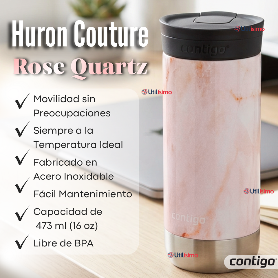 Vaso Térmico Contigo® Mug Huron Rose Quartz 473 ML Tecnología SNAPSEAL™