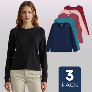 Pack 3 Camiseta Polar Mujer Cuello Redondo Manga Larga Surtido
