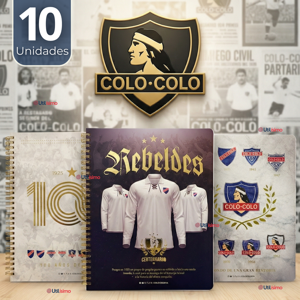 Pack 10 Unidades Cuadernos Colo Colo Centenario 100 Hojas