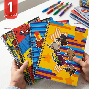 Cuaderno Universitario Marvel Heroes Kawaii 150 Hojas Tapa Gruesa Proarte Diseño Surtido