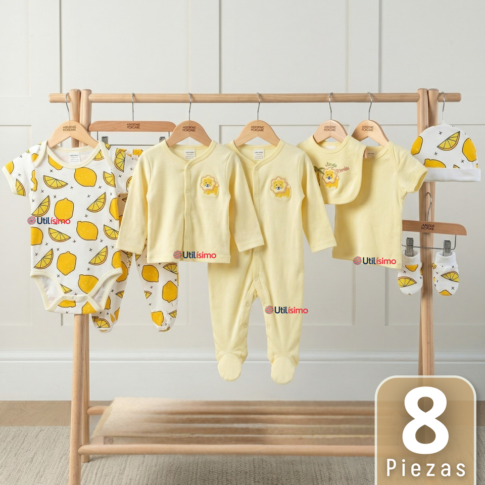 Set Ajuar Bebé 8 Piezas Surtido NIÑO 100% Algodón