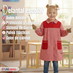 Delantal Párvulo Niña Cotona Escolar Colegio