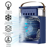 Climatizador Portátil Frío 4 en 1 Ventilador Humificador Enfriador Lampara LED 220v USB Azul