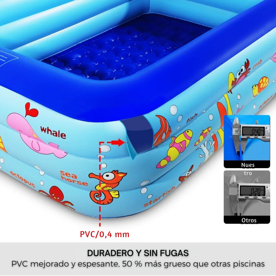 Piscina Inflable Plástico Para Niños Rectangular 120cm