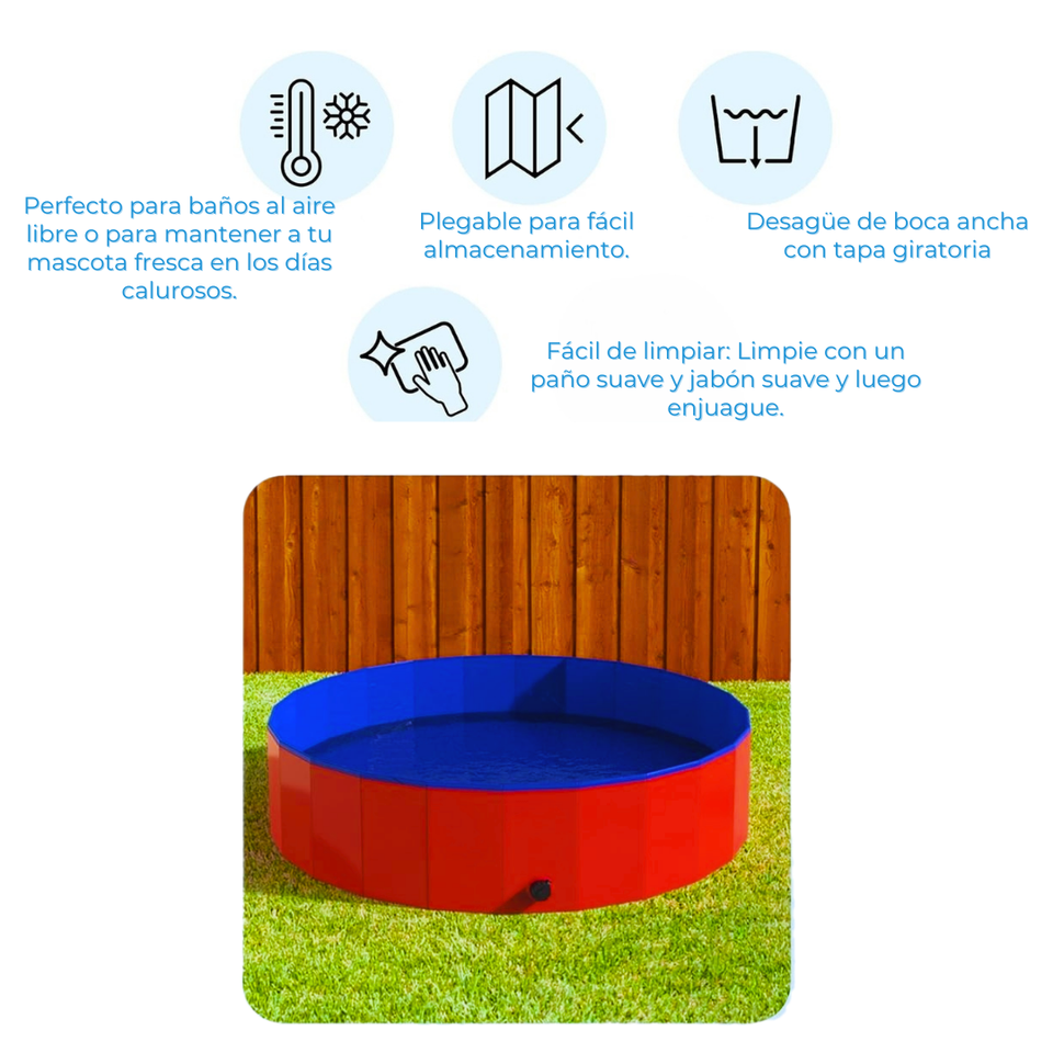 Piscina Bañera Portátil Plegable Perros Y Mascotas 80x20cm