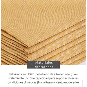 Malla Sombreadora Toldo Vela Rectangular 5x5m Hdpe Beige Protección UV