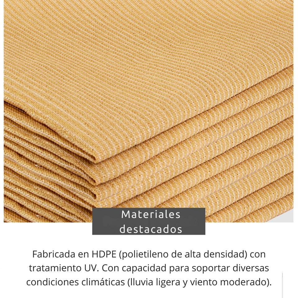 Malla Sombreadora Toldo Vela Rectangular 5x5m Hdpe Beige Protección UV