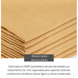 Malla Sombreadora Toldo Vela Rectangular 5x5m Hdpe Beige Protección UV