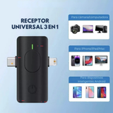 Pack 2 Micrófonos Inalámbrico 3 En 1 Para Celular iPhone Android Profesional Lavalier