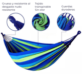 Hamaca 100% Algodón 2 Plaza Colgante 150x180cm Azul Verde