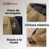 Buzo Cotelé Bebé Niño Forrado en Polar Beige Pantalón