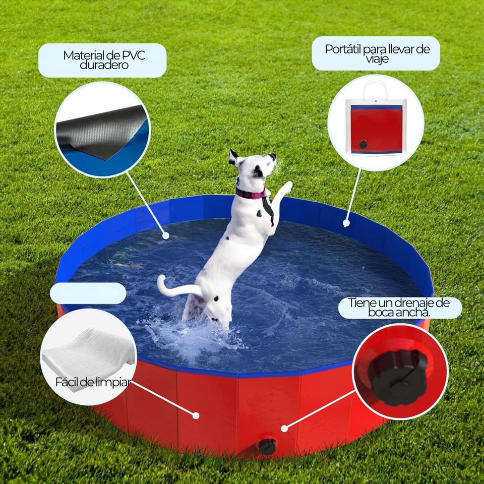 Piscina Bañera Portátil Plegable Perros Y Mascotas 80x20cm