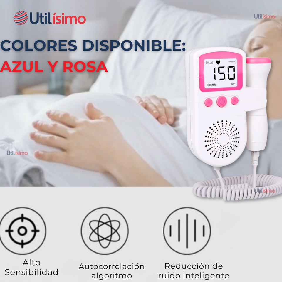 Monitor Fetal Doppler Latidos Fetales Corazón Bebé Blanco Rosa