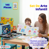 Set 145 Piezas Arte Infantil Dibujo Maletín Metálico Completo Incluye Lápices Marcadores Pinturas Pasteles Y Accesorios