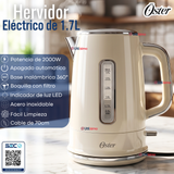 Hervidor Eléctrico Oster® de 1.7 Litros Para Té Café E Infusiones BVSTKT8107OM-052