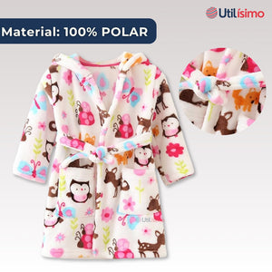 Batas De Baño Con Capucha Y Bolsillos Niña Polar animales de colores