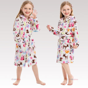 Batas De Baño Con Capucha Y Bolsillos Niña Polar animales de colores
