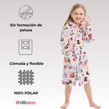 Batas De Baño Con Capucha Y Bolsillos Niña Polar animales de colores