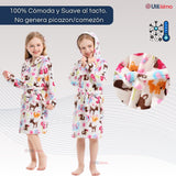 Batas De Baño Con Capucha Y Bolsillos Niña Polar animales de colores