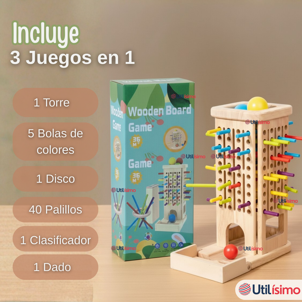 Juego de Mesa Funcional 49 Piezas Montessori Juguete Niño Niña Madera Original