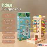 Juego de Mesa Funcional 49 Piezas Montessori Juguete Niño Niña Madera Original