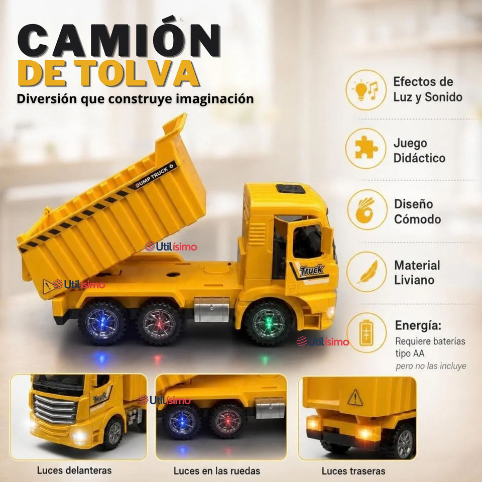 Camión Tolva Juguete Infantil Camión De Luces y Sonidos Interactivo Niño