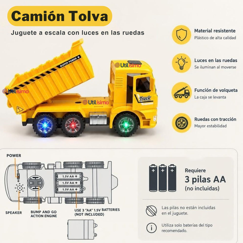 Camión Tolva Juguete Infantil Camión De Luces y Sonidos Interactivo Niño