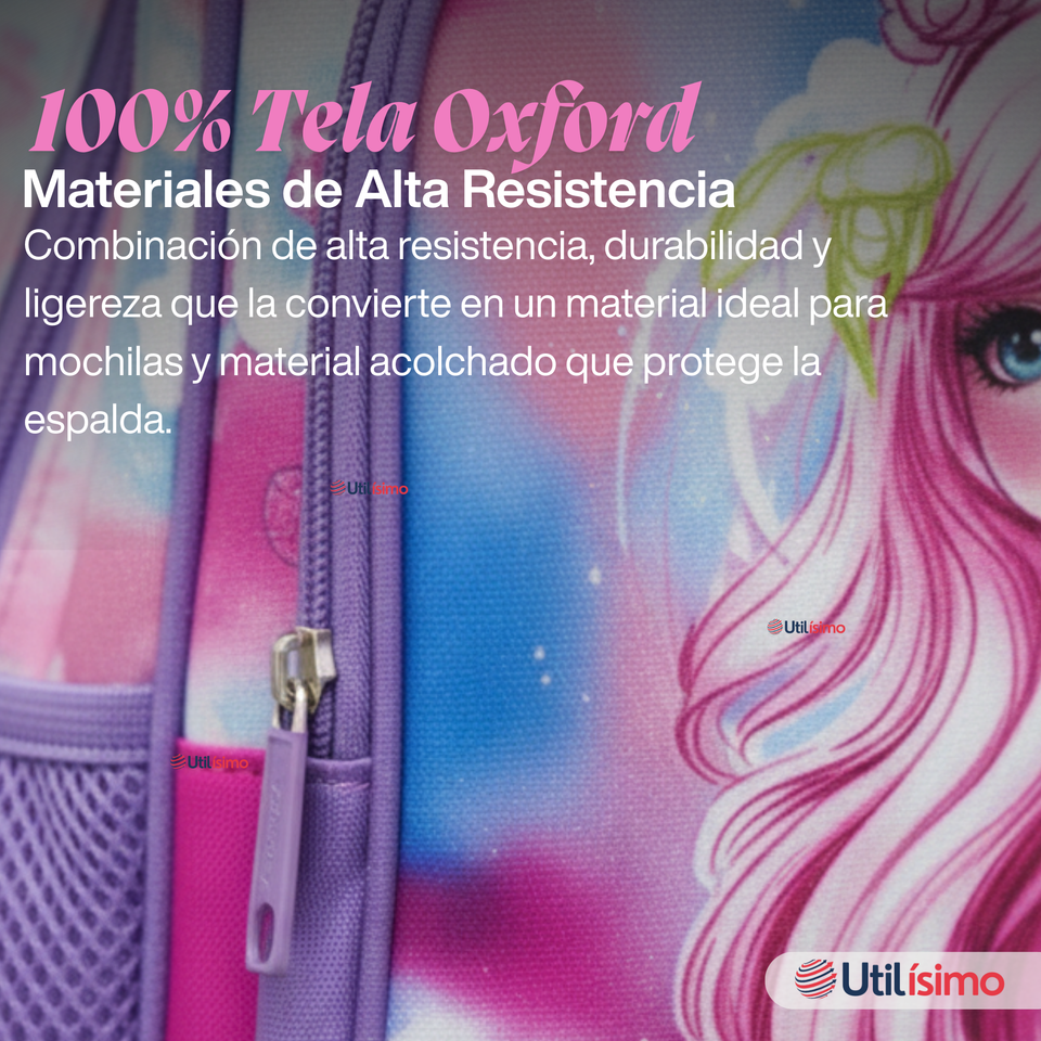 Mochila Bolso Escolar Diseño 3D + Estuche + Lonchera 40Cm Niña Tela Oxford Friends Forever