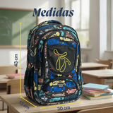 Mochila Escolar Bolso Con Estuche 43Cm Tela Oxford Niño Happy Skate