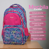 Mochila Bolso Escolar + Estuche + Lonchera 43Cm Niña Tela Oxford Love Graffiti