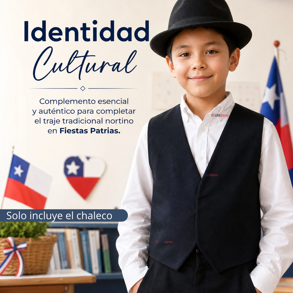 Pack 3 Chalecos Bolero Negro Tradicional Niño Fiestas Patrias