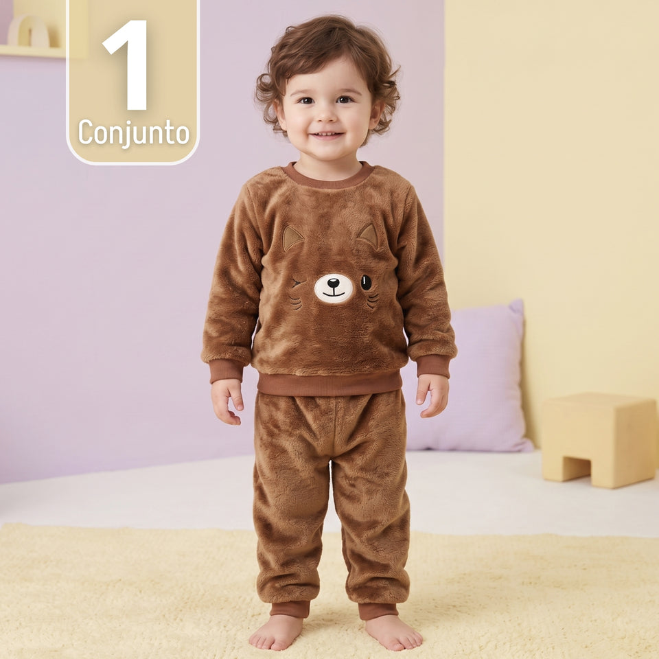 Conjunto Buzo Polerón Frizado Niños Bebes Corderito Liso 2 Piezas