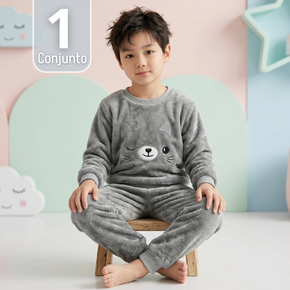 Conjunto Buzo Polerón Frizado Niños Bebes Corderito Liso 2 Piezas