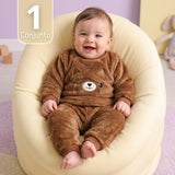 Conjunto Buzo Polerón Frizado Niños Bebes Corderito Liso 2 Piezas