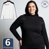 Pack 6 Camisetas Polera Polar Primera Capa Cuello Beatle  Manga Larga Blanco Negro Mujer