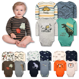 Pack 4 Bodys Bebé Niño Manga Larga Tedmimak 100% Algodón